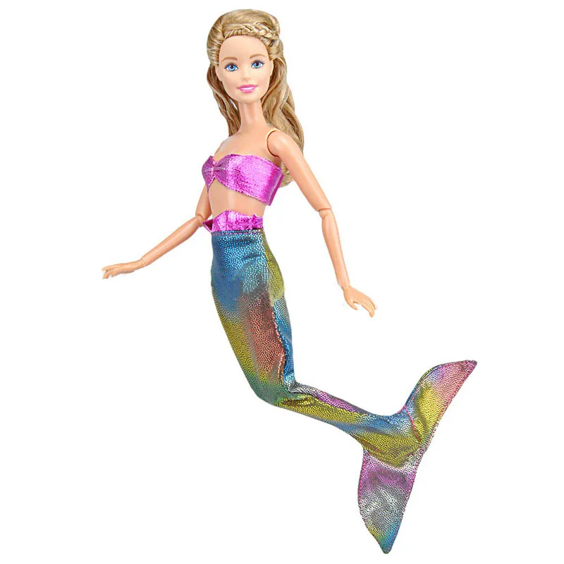 Handmade Mermaid Tail Dress para Barbie, Vestido de festa, Saia Roupas da moda, Brinquedo do bebê, Roupas genuínas