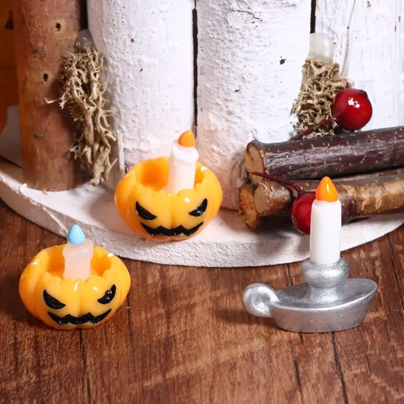 

Halloween Dollhouse Decor: 3Pc Pumpkin Lantern Candle Holder Miniatures