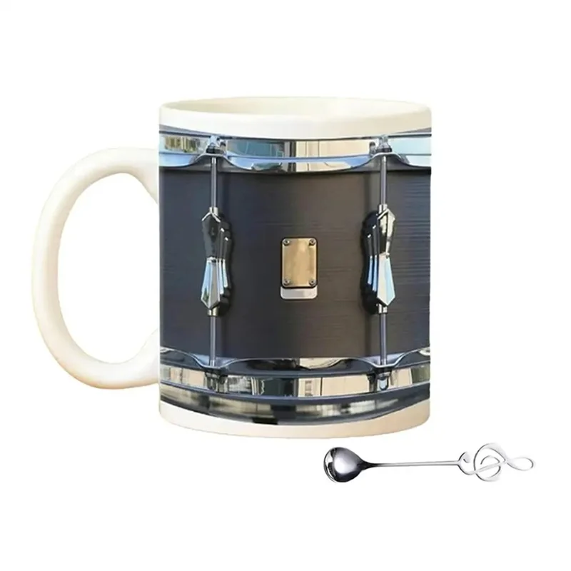 ABXF-Vintage Drum Design Mugs 350Ml  Cup Tea Coffee Juice And Milk Drinkware Home Office Desktop Pen Holder Drummers