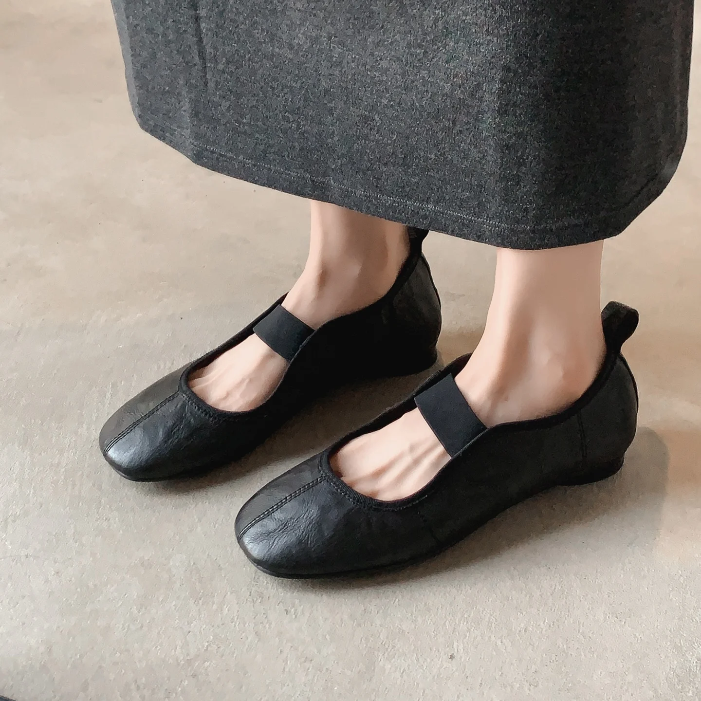 Dilalula 2026 Spring Natural Cow Leather Mary Janes Shoes Women Elastic Band Closure Low Heels Pumps Female Casual Shoes Girls