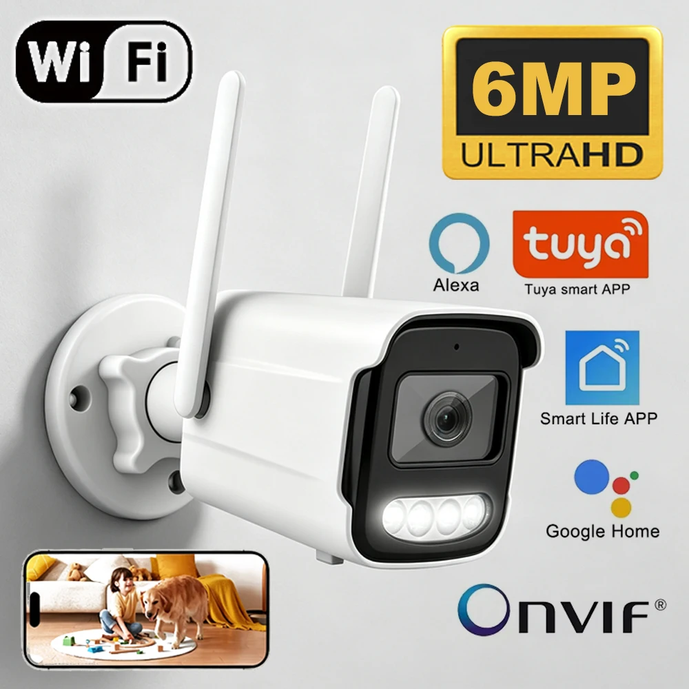 5MP HD Tuya WiFi IP Camera Outdoor Waterproof with AI Human Detection ONVIF IR Night Vision 2-Way Audio Smart Wireless CCTV Secu