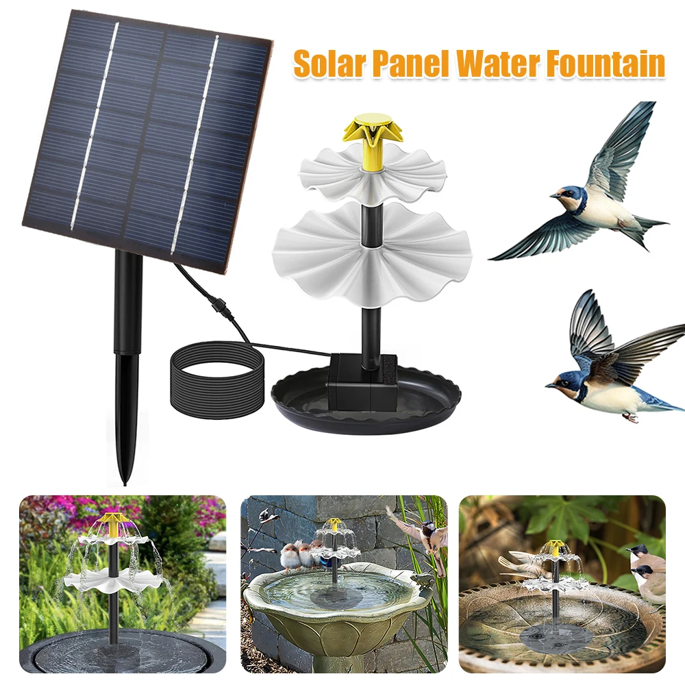 

3 Tiered Water Fountain with Solar Panel Birdbath Water Fountain for Garden Patio Yard and Deck Fish Tank Outdoor Bird Feeder