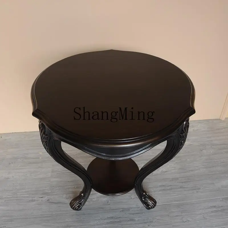 CL divano ad angolo in legno massello poche ville tavolino casual tavolo rotondo