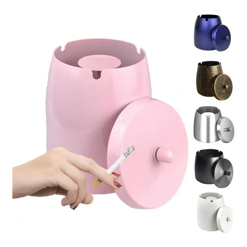 

Tray, Large Outdoor Ashtray With Lid, Ashtray Outside Patio, Stainless Steel Windproof Smokeless Ash Tray Balcony, Ashtrays Smo