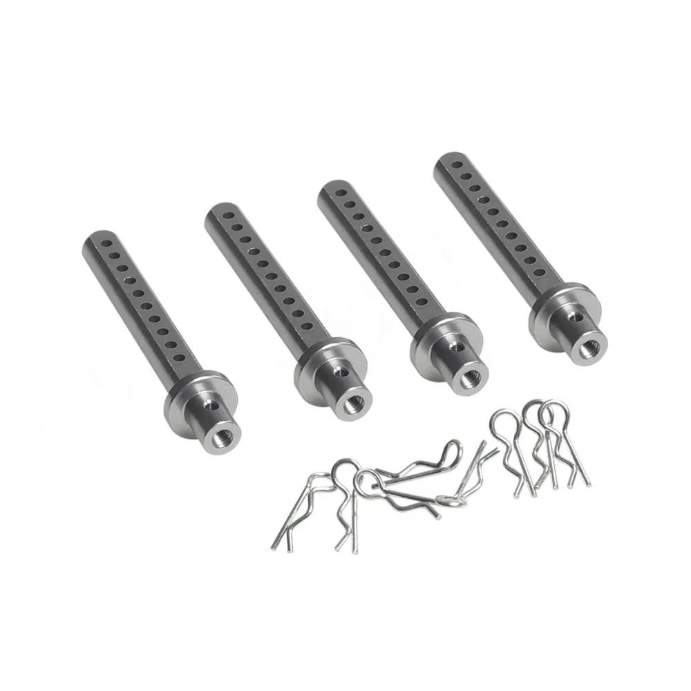 4Pcs Aluminum Alloy RC Car Body Posts Mount with R Clip for 1/10 Crawler Axial SCX10 90046 90047 90047 RC4WD D90 TF2 Tamiya CC01