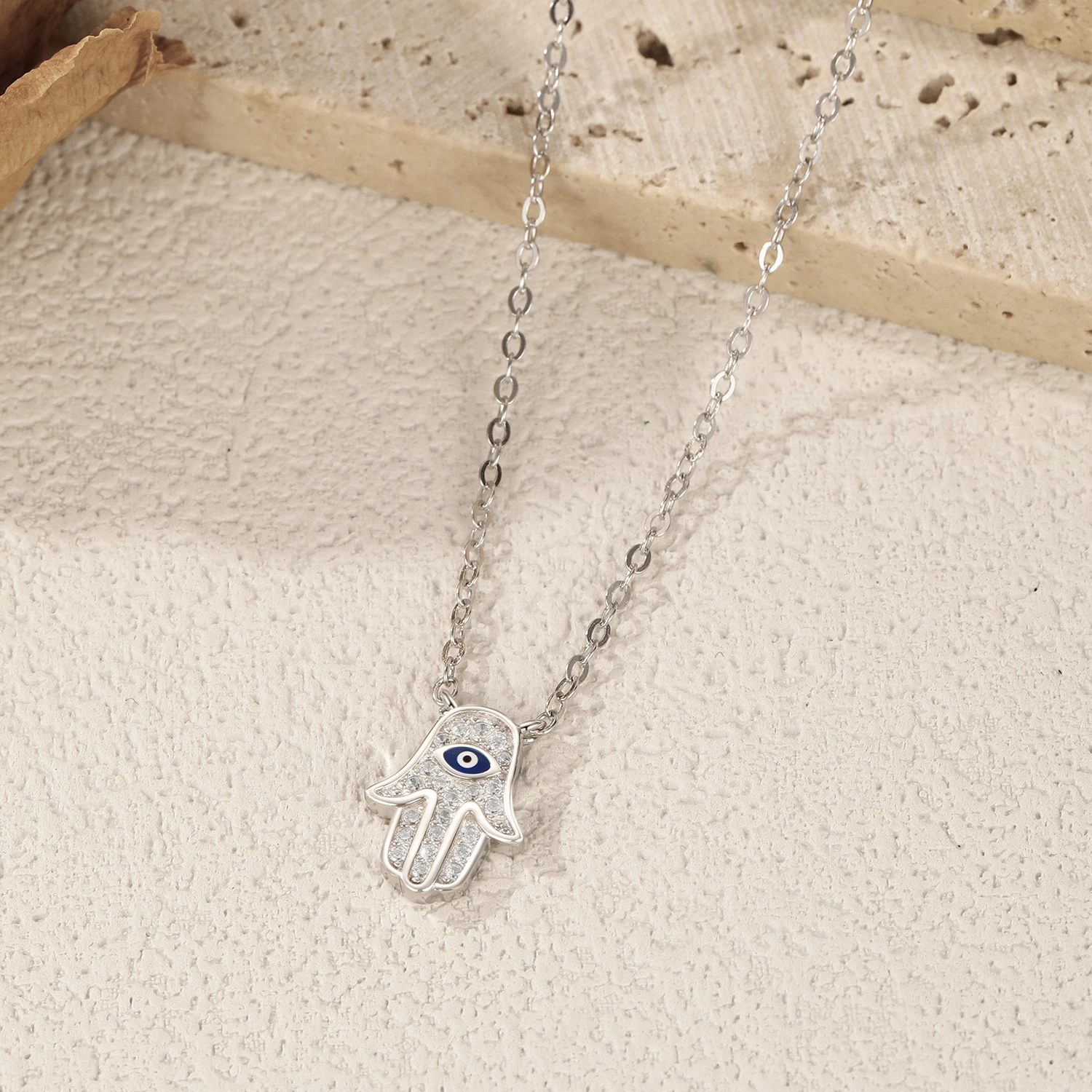 موديان 925 فضة كلاسيكي كامل زركونيا النخيل قلادة حلية الأزرق المينا عيون ربط سلسلة للنساء مجوهرات