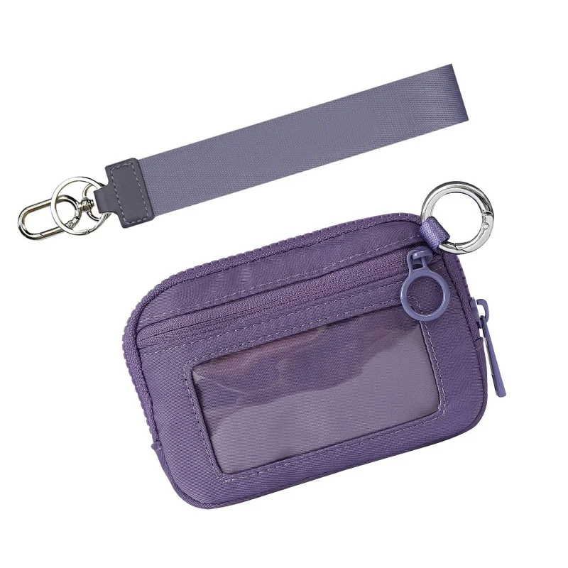 Iris Wallet Portable Wristlet Card Holder Iris Windowsable Card Case Simple Zipper Waterproof Nylon Small Wallet