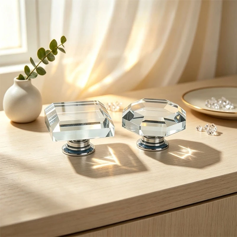 Transparent crystal handle modern casual diamond glass cabinet handle drawer cabinet door wardrobe single hole small handle