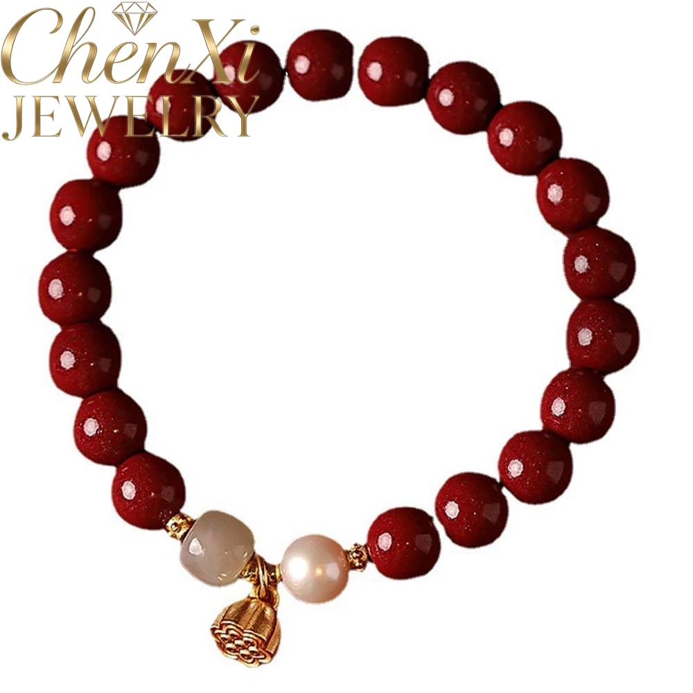 High-End Cinnabar Lotus Seed Peaceful Bracelet Luxury Quality Fashion Fine Jewelry Exquisite Elegant Popular Mascots Gift Young