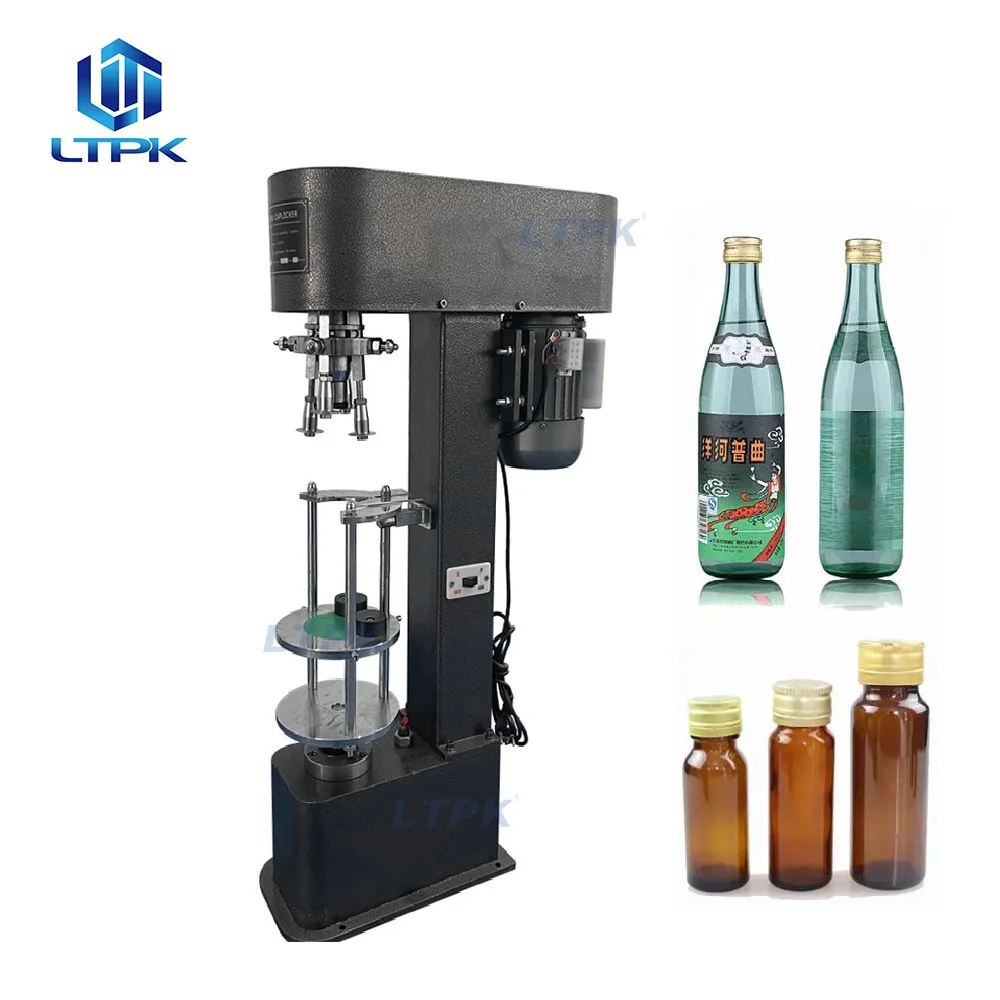 LT-DK50 Hot Selling Aluminum Screw Cap Locking Machine Wine Beverage Drink Glass Bottle Metal Lid Cover Capping Sealing Machine