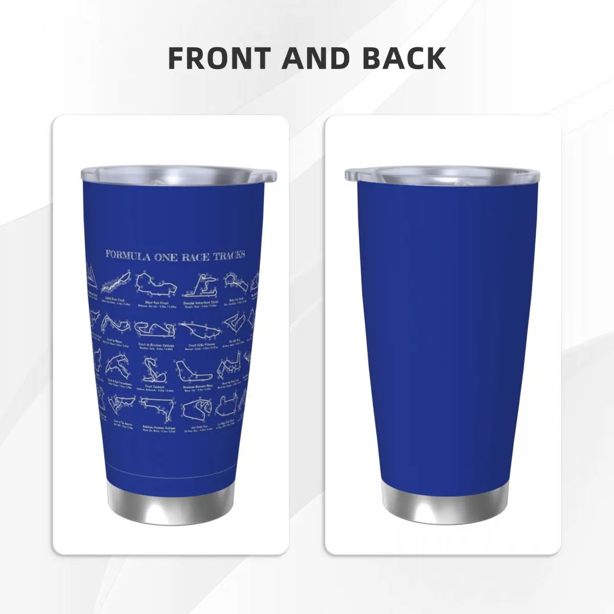 F1 Race Tracks (White Stencil-No Background) Stainless Steel Tumbler Vacuum Insulated Mugs Thermal Cold Bottle Straws Lid 20oz