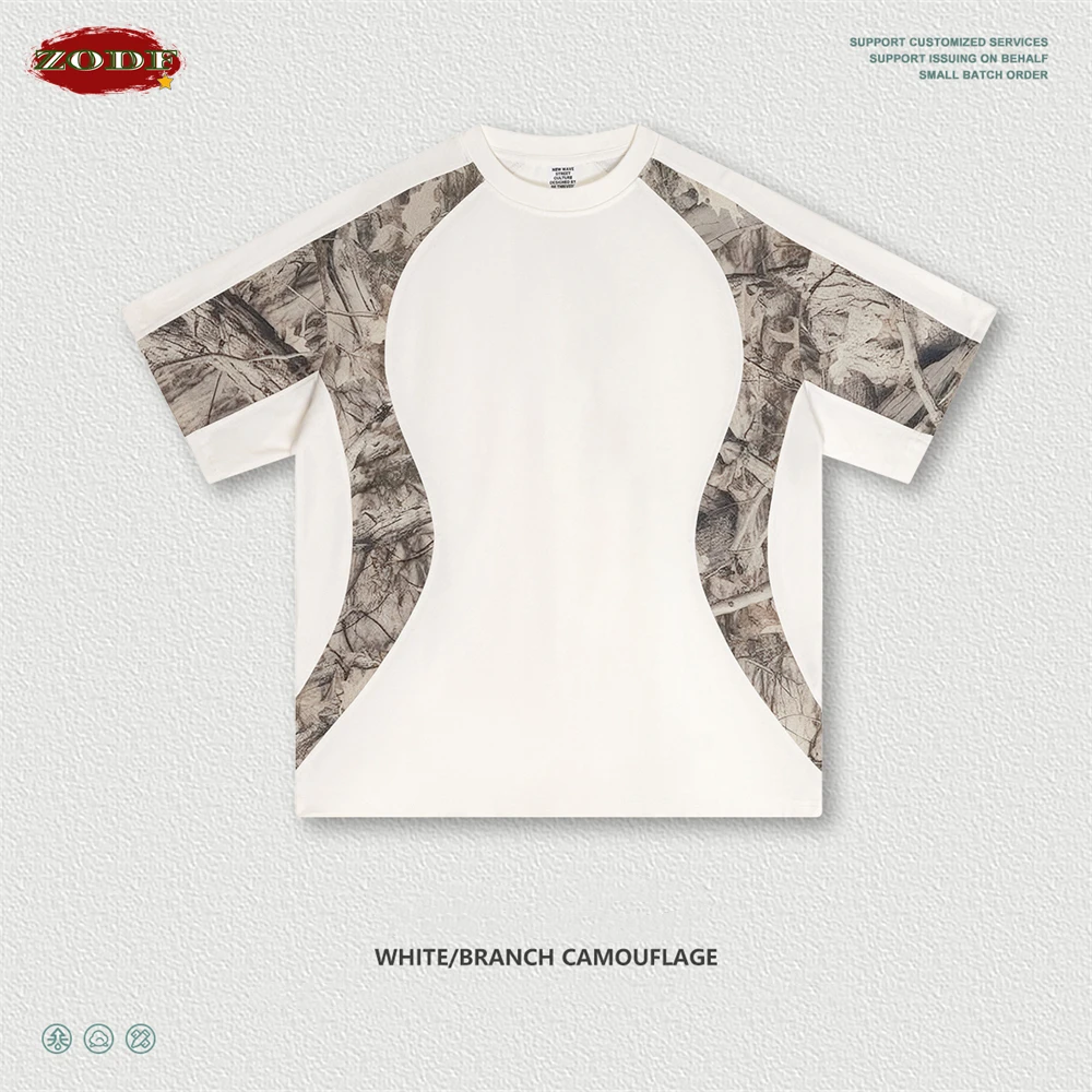 ZODF موضة الصيف رجل 240gsm سريعة الجافة تي شيرت للجنسين فرع التمويه الطباعة المرقعة الرياضة تي شيرت العلامة التجارية تيز HY1175