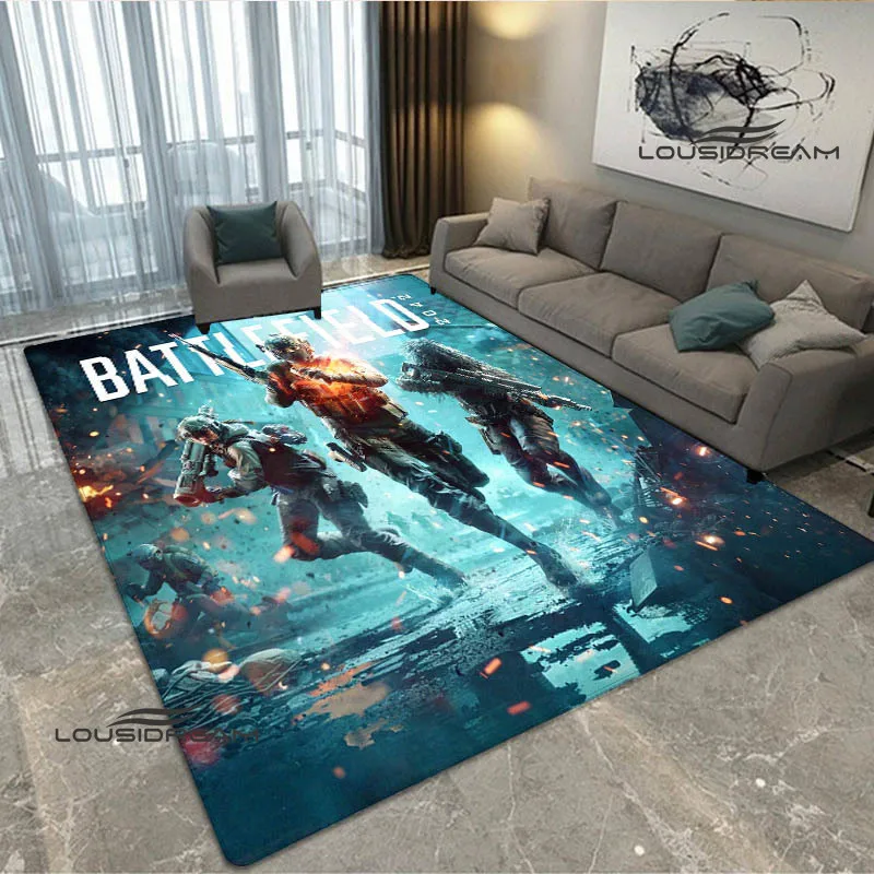 3D Game Battlefield Cartoon Carpet Fashion Play Carpet Living Room Bedroom Non-slip Carpet Photography Props Birthday Gift