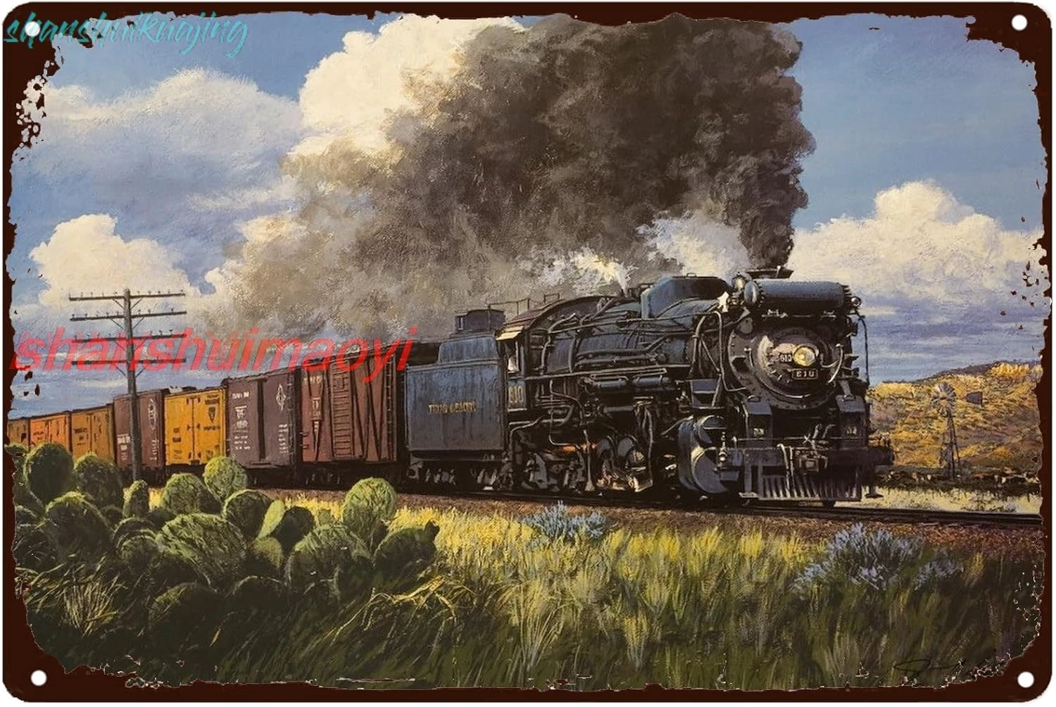Old Steam Train Vintage Metal Sign Fast Moving Trains Decor Retro Iron Painting Metal Plaque for Home Garden Bars Cafes Off sign