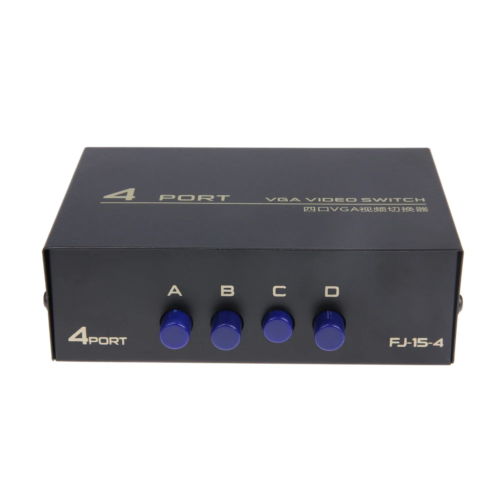 4 Port VGA Splitter Box 1 in 4 Out 4 PC To 1 Monitor VGA Vedio Splitter 130MHz Bandwidth Switcher Box VGA Switchs for Monitor PC