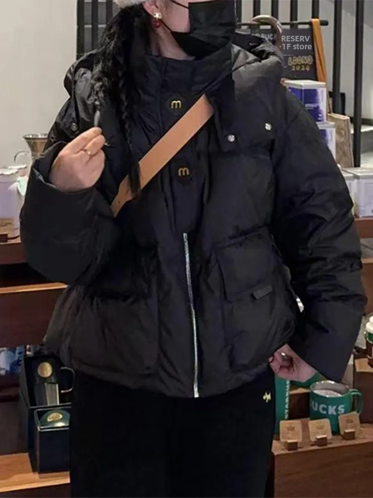 

Модная повседневная свободная женская хлопковая куртка с большими карманами, капюшоном, дышащая, с эластичным поясом, длинными рукавами и застежкой-молнией