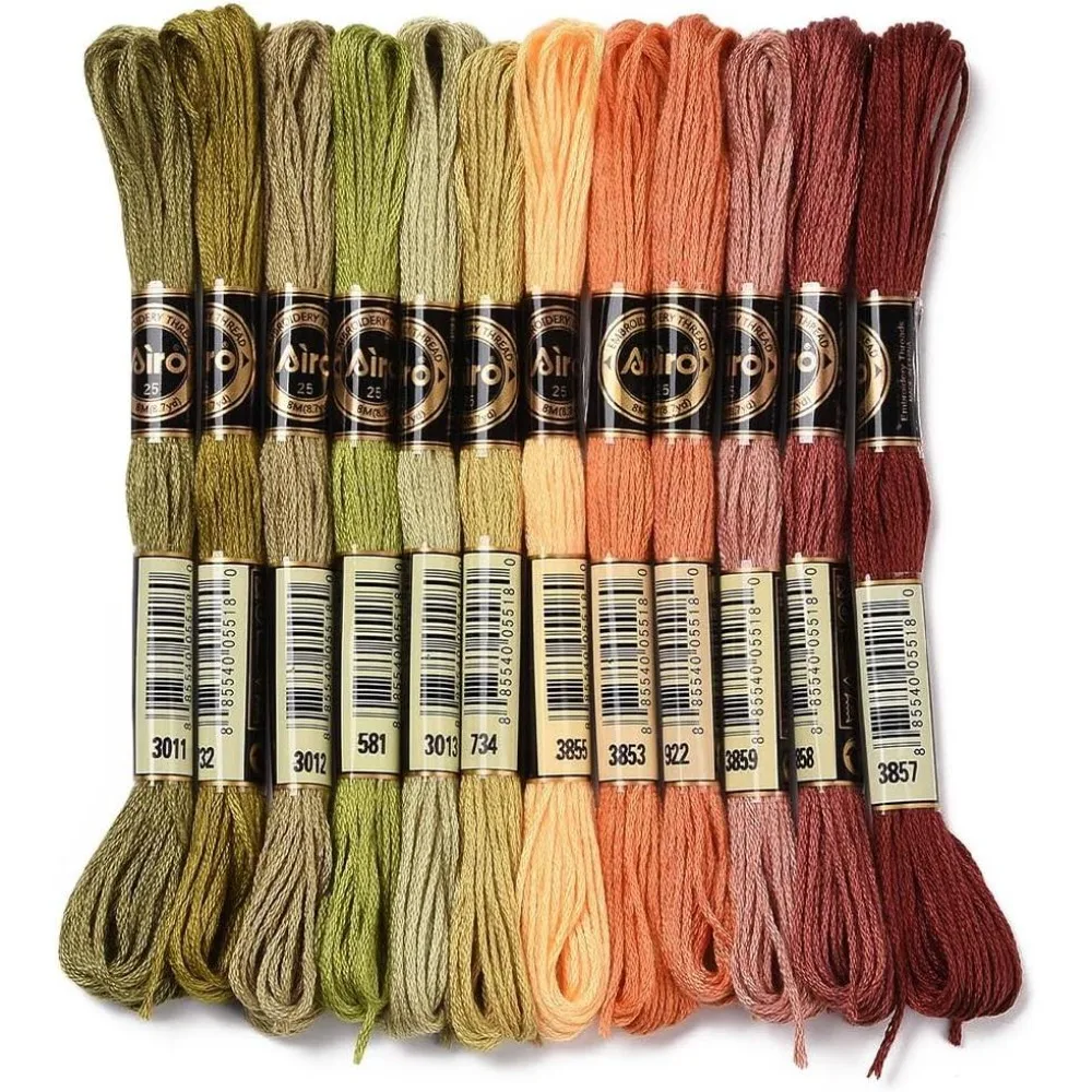 105 Yards Embroidery Floss Thread Bulk Variegated Floss 6 Strands Green Orange Friendship Bracelet String Stitch Threads