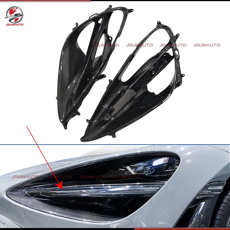 For McLaren 720S OEM Style Carbon Fiber Front Headlight Cover Premium Modify Trim Lampshade Lamp Shell Cap For 720S  Light Cover