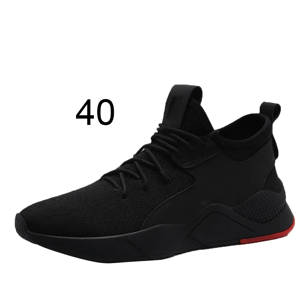 Men Lace-up Shoes Flat Sole Boys Sneaker Breathable Mesh Casual Sports Running High Top Shoe image 3