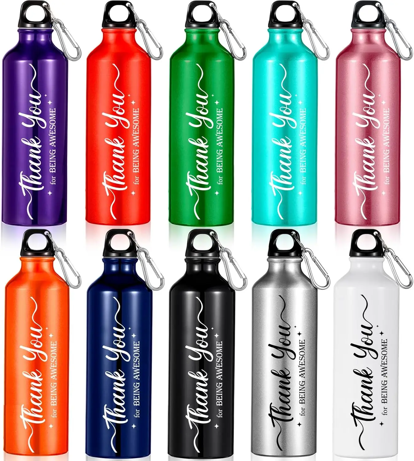 

10 Pcs Employee Appreciation Gifts: Lightweight Reusable Leakproof Water Bottles (25 oz) for Christmas & Thank You