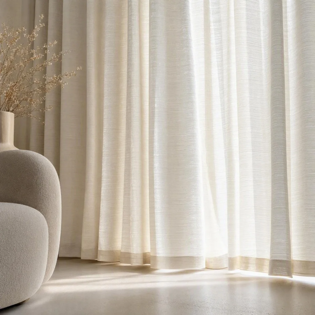 Silver Shimmer Textured Curtain Cream White Wave Jacquard Window Curtain for Living Room Bedroom Home Decor