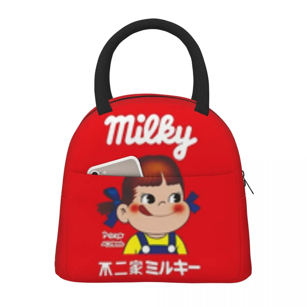 Milchige Peko-Chan tragbare Lunch-Tasche Lebensmittel Thermo-Box langlebige Kühler Lunchbox mit Schulter gurt Picknick-Tasche Büro