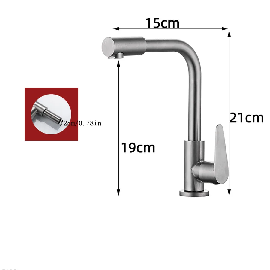 304 Stainless Steel Kitchen Faucet Rotatable Single Cold Sink Tap For Kitchen Without Hose