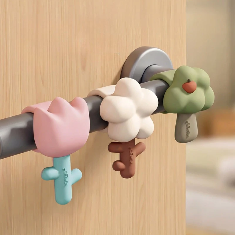 

3PCS Silicone Door Handle Bumpers Cute Flower Wall Protectors for Door Knobs Noise Reduction No-Drill Adhesive Door Stops