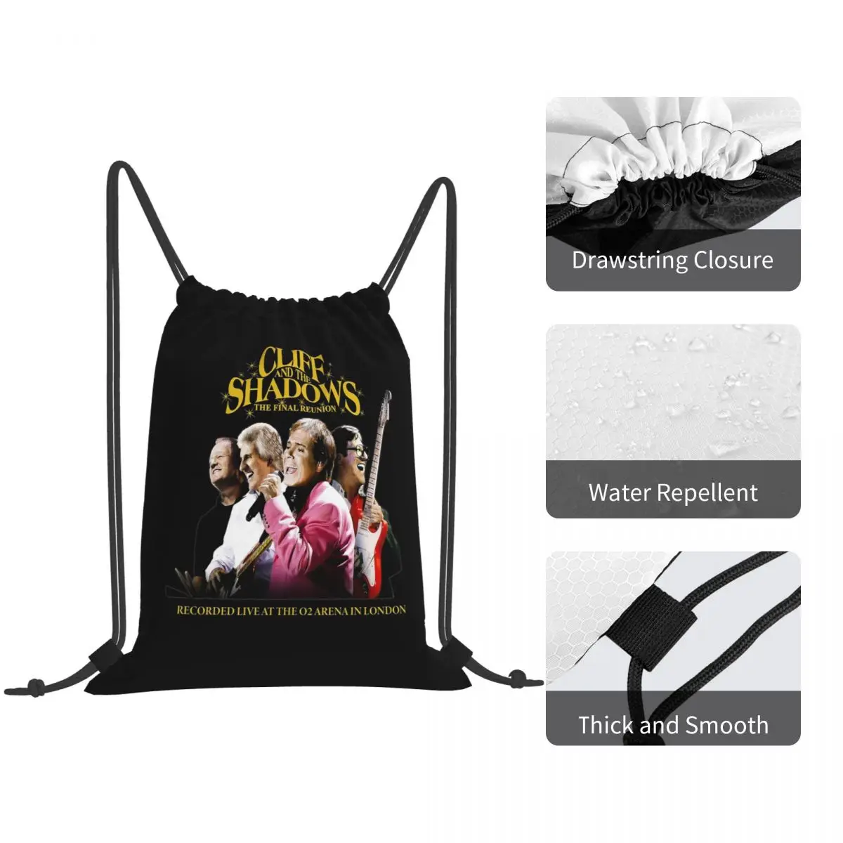 Cliff Richard And His Band Backpacks Multi-function Drawstring Bags Sports Bag Book Bags for Travel Students