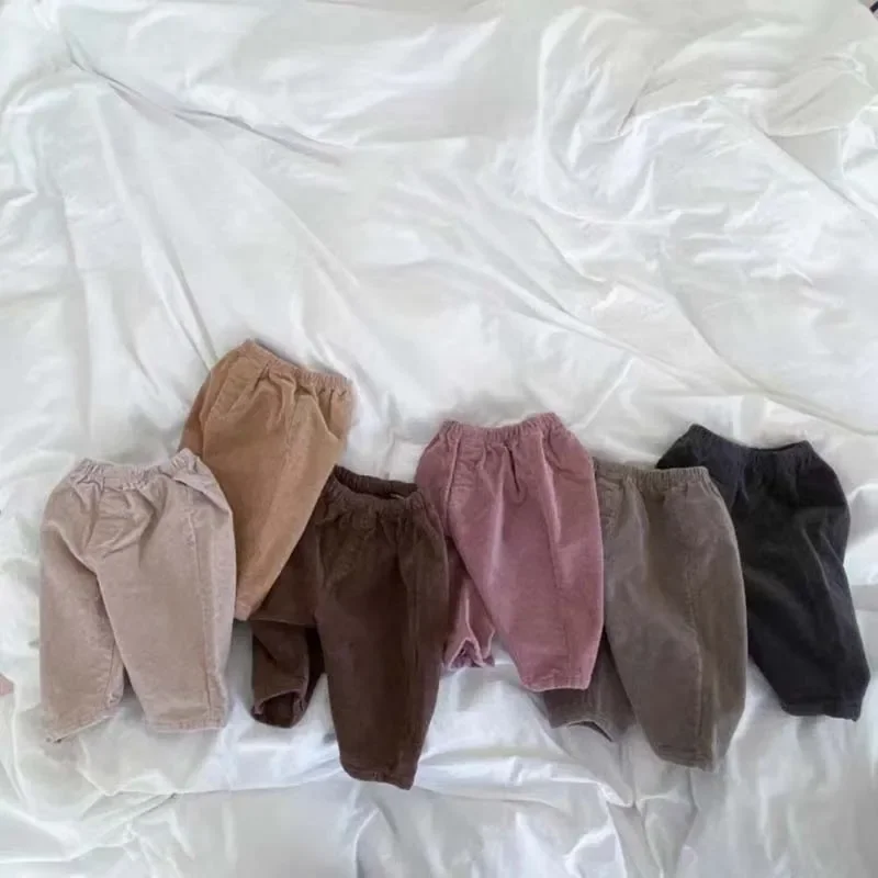 Korea Autumn Baby Pants Newborn Pants Kids Corduroy Pants For Boys Girls Winter Vntage Thickened Casual