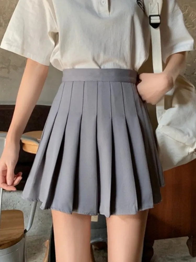 

Корейская плиссированная короткая юбка с высокой талией, женская юбка А-силуэта, стройнящая юбка в стиле JK, модная зимняя новинка