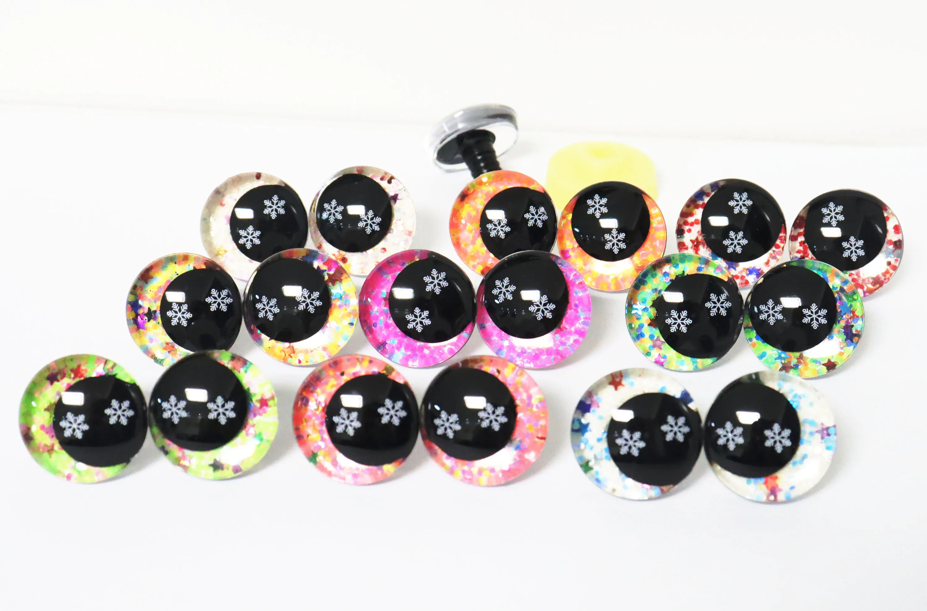 10pair/lot  masckaszem eyes  25mm 3D snow glitter doll pupil  3D comical  round glitter toy  eyes  with hard washer for diy-S9