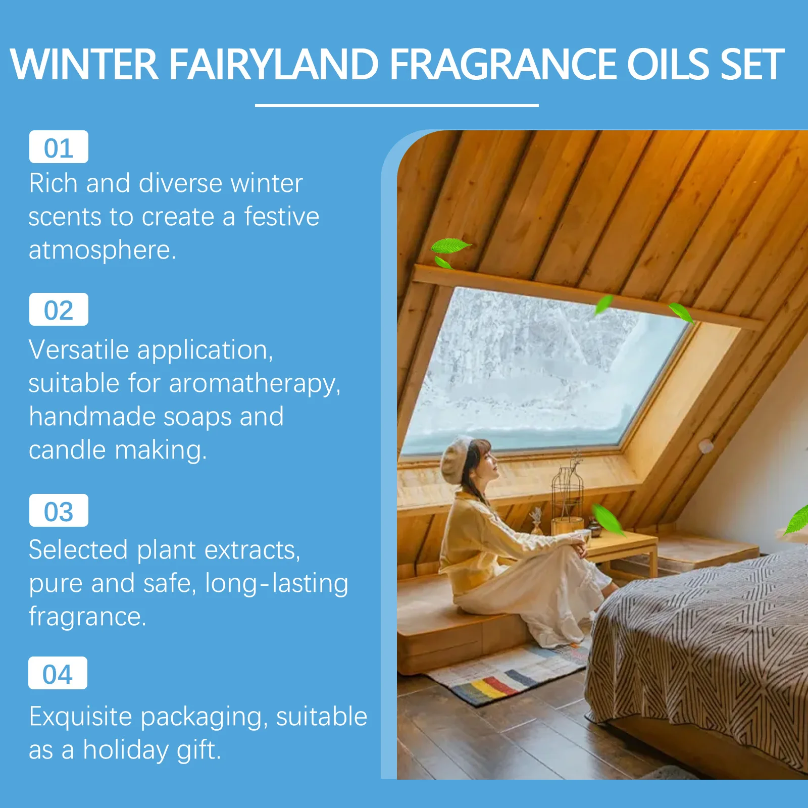 Winter Diffuser Essential Oil Set, Humidifier Scent Oils, Indoor Air Freshener, Cozy Warm Home Fragrance For Winter Decor