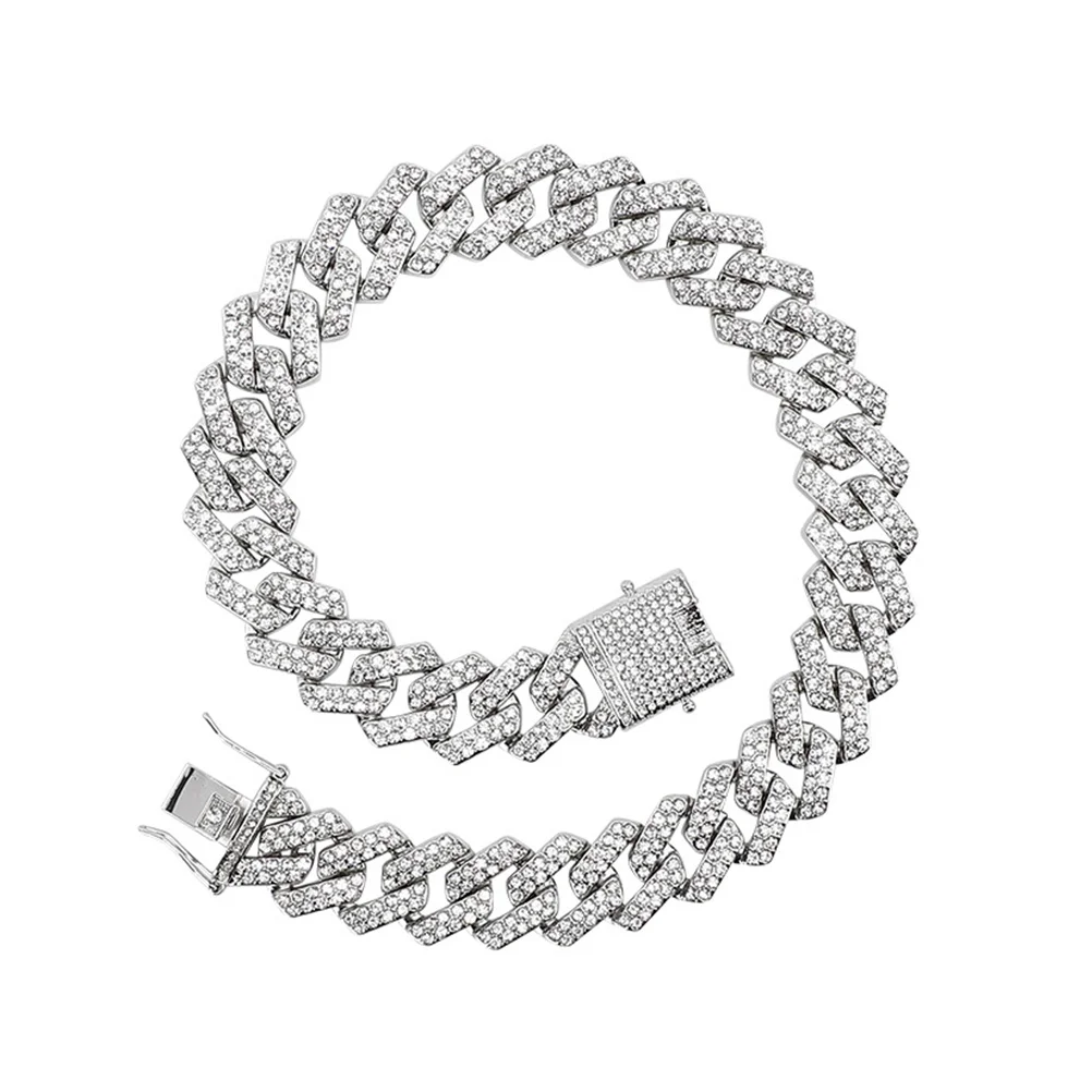 

Full Diamond Cuban Chain Bracelet Men Mens Bracelets Jewelry Women's Link for Accessories