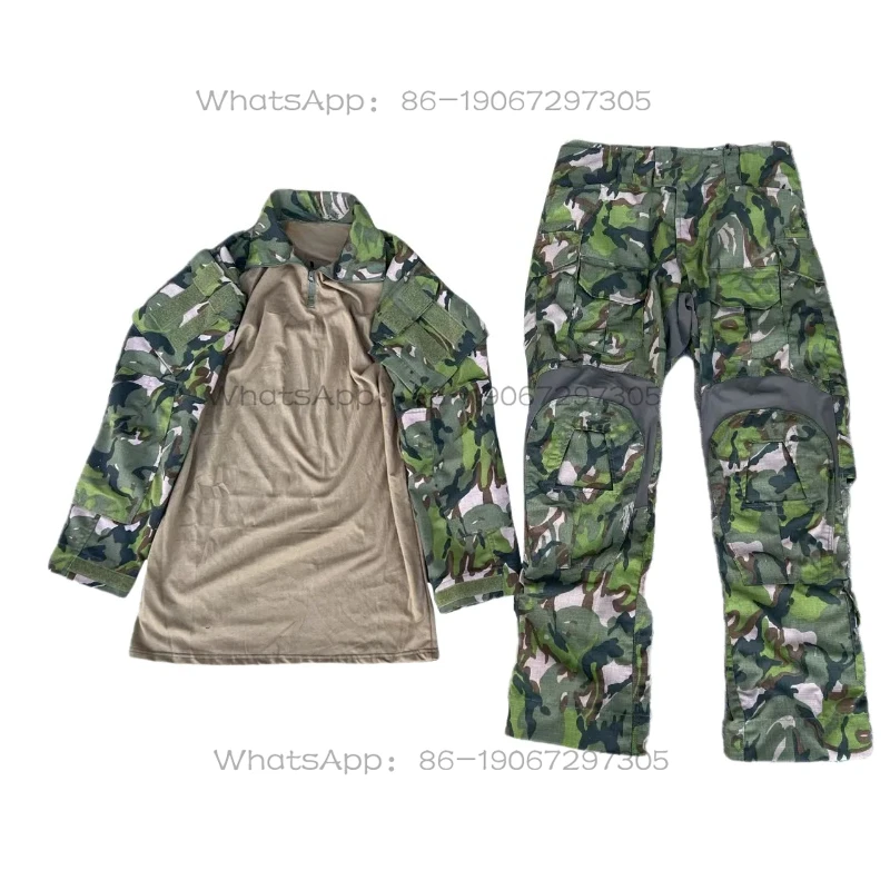 

Durable Camouflage Pattern Big Five Leaf Pants Top Concealed High Style Set
