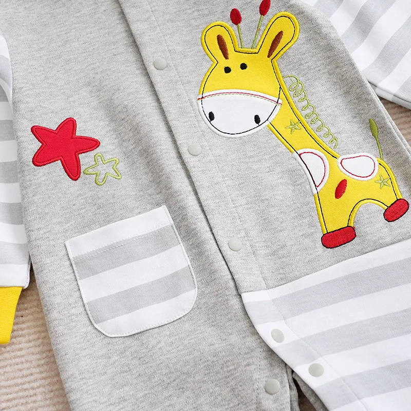 Baby Boy And Girl Newborn Jumpsuit Children\'s Clothing Baby Cute Cartoon Giraffe Spring And Autumn Season Long Sleeved Jumpsuit