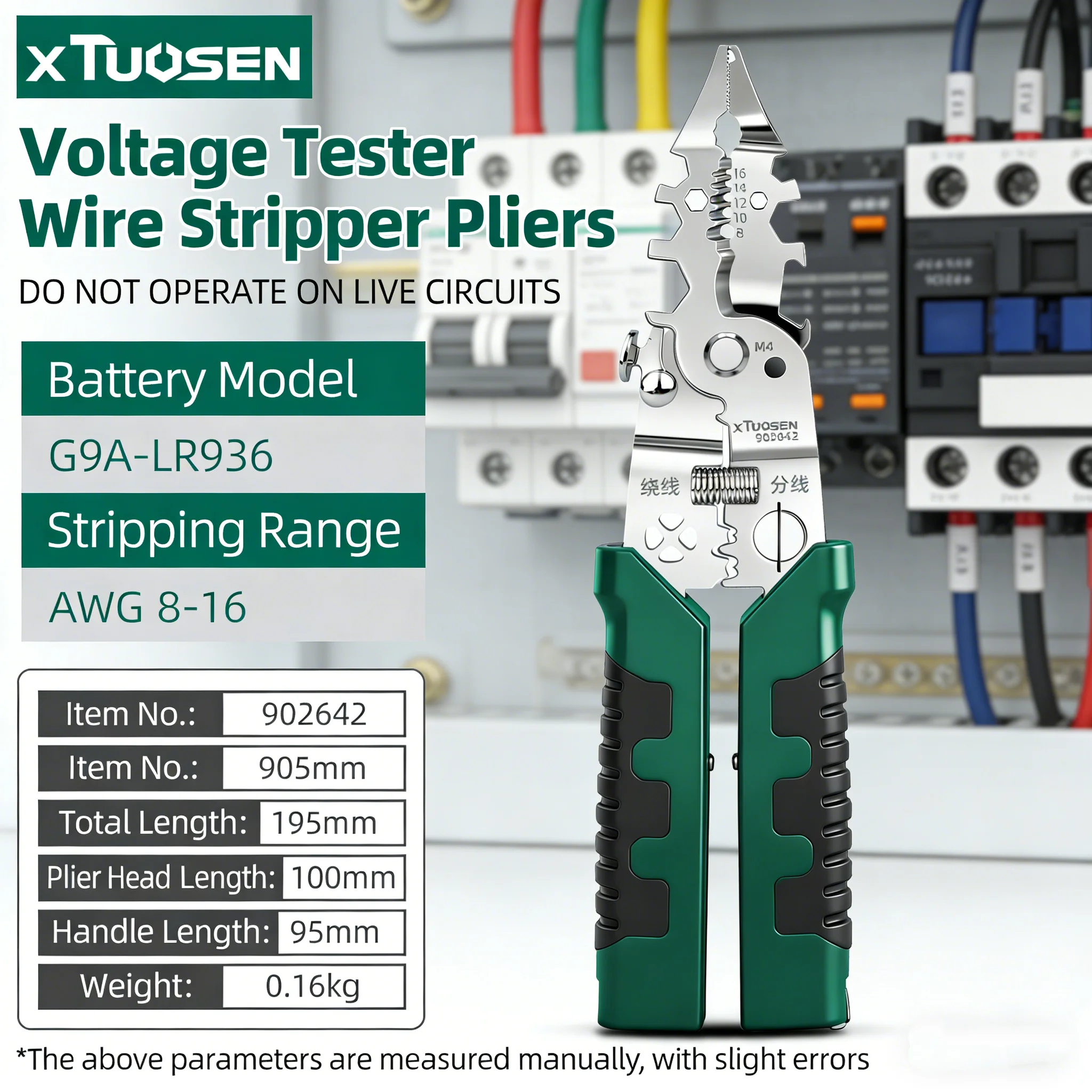 TUOSEN 3-in-1 Folding Wire Stripper Pliers Electrician Tool with Voltage Tester for Multi-Function Cable Work