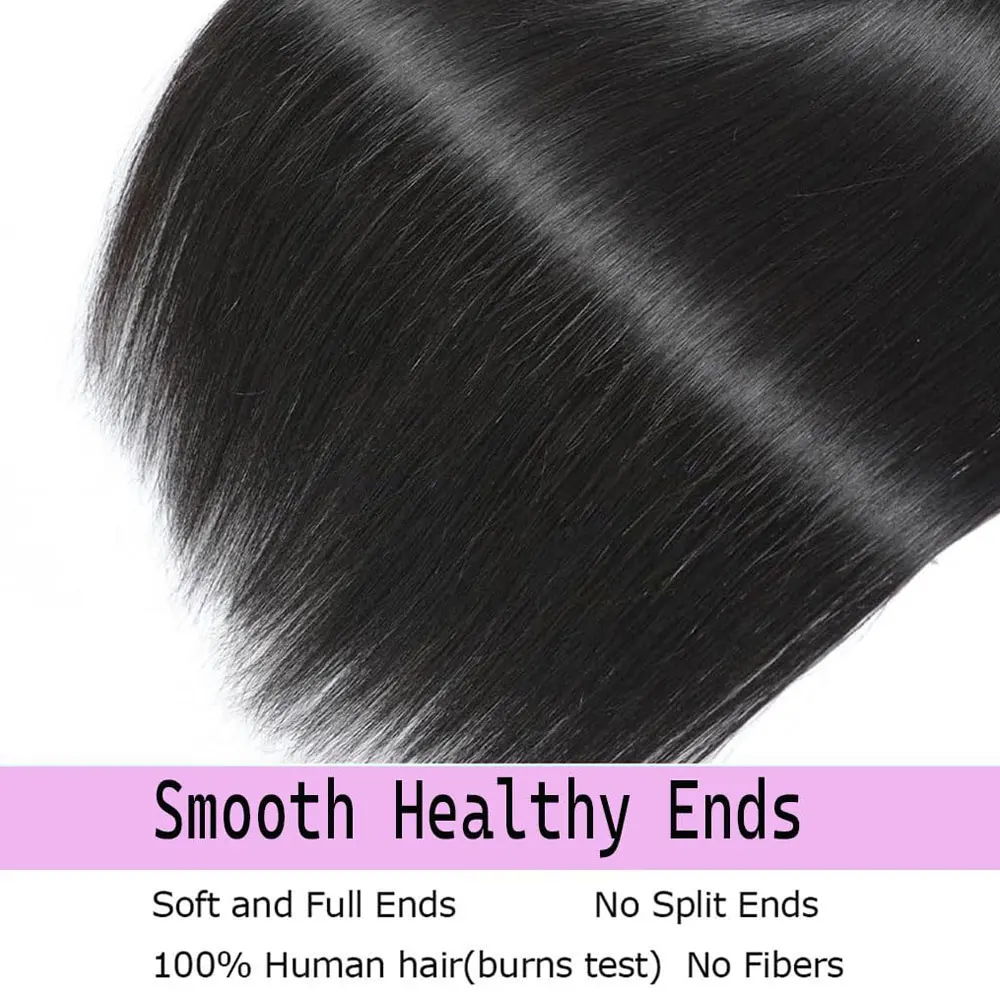 Extensiones de cabello liso largo brasileño de 14-32 pulgadas, 1/3/4 ofertas de extensiones, 100% extensiones de cabello humano virgen sin procesar, Color negro Natural