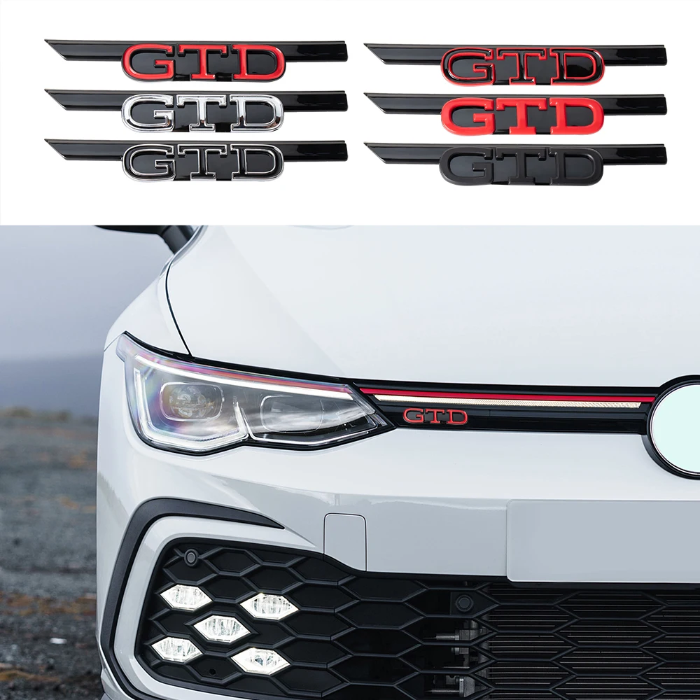 3D ABS Car Styling GTD Logo Badge Front Grille Emblem Replacement Auto Modification Accessories for Volkswagen VW Golf 8 MK8