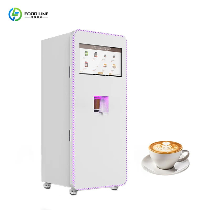 آلة بيع الذكاء الاصطناعي المخصصة أوتوماتيكية بالكامل لخدمة القهوة الساخنة والباردة على طول الوجبات الخفيفة