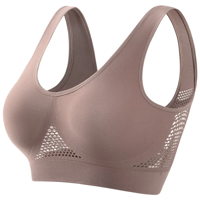 S-5XL Hollow Out Women Yoga Bra Fitness Sports Running Vest Padded Crop Tops Underwear Wirefree Work Out Gym Top Bras