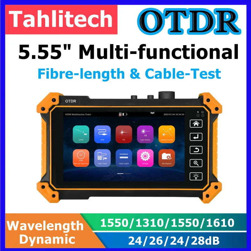

Оптический рефлектометр OTDR MOT-50/51 с 5,55-дюймовым OLED-экраном и сенсорным управлением, измеритель мощности OPM, VFL, тестер оптических кабелей UTP и оптоволокна
