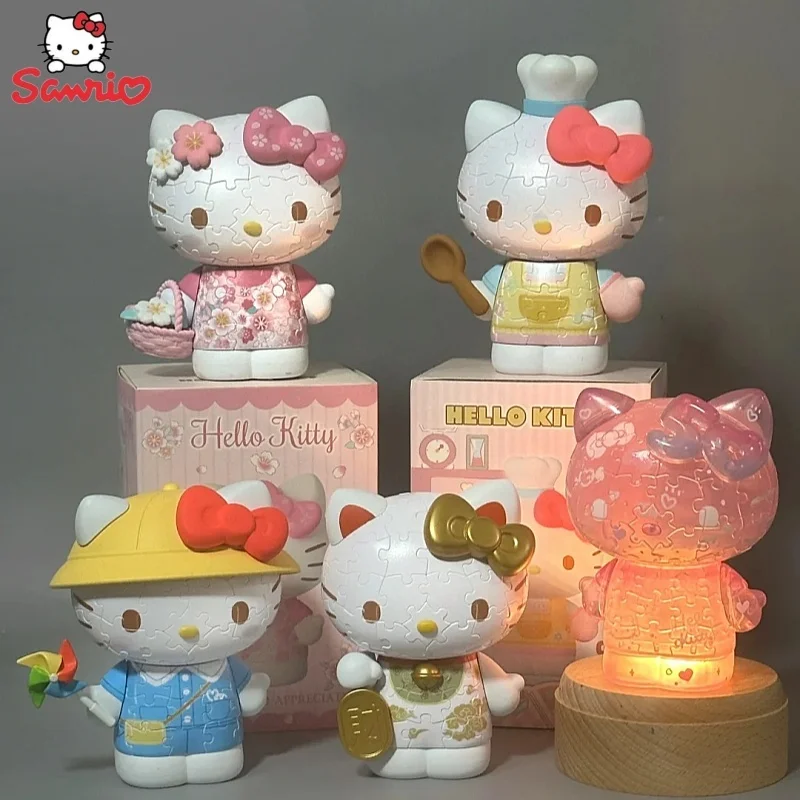 New Sanrio Hello Kitty Series 3d Puzzle Toys 50th Anniversary  Sakura Hellokitty Jigsaw Toys Anime Action Figure Gift Toy