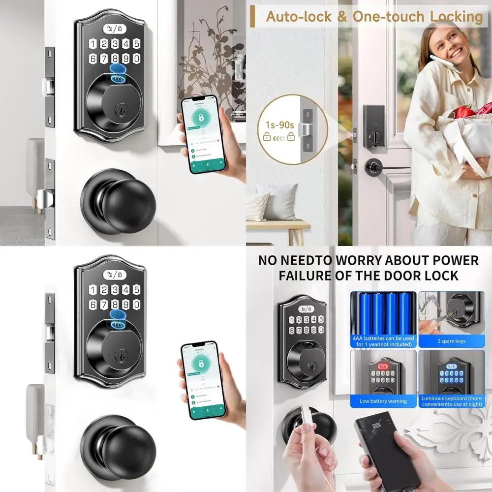 

Умный дверной замок: отпечаток пальца, кодовая панель, кодовый замок, управление через приложение, автоматическая блокировка, простая установка для домашней безопасности