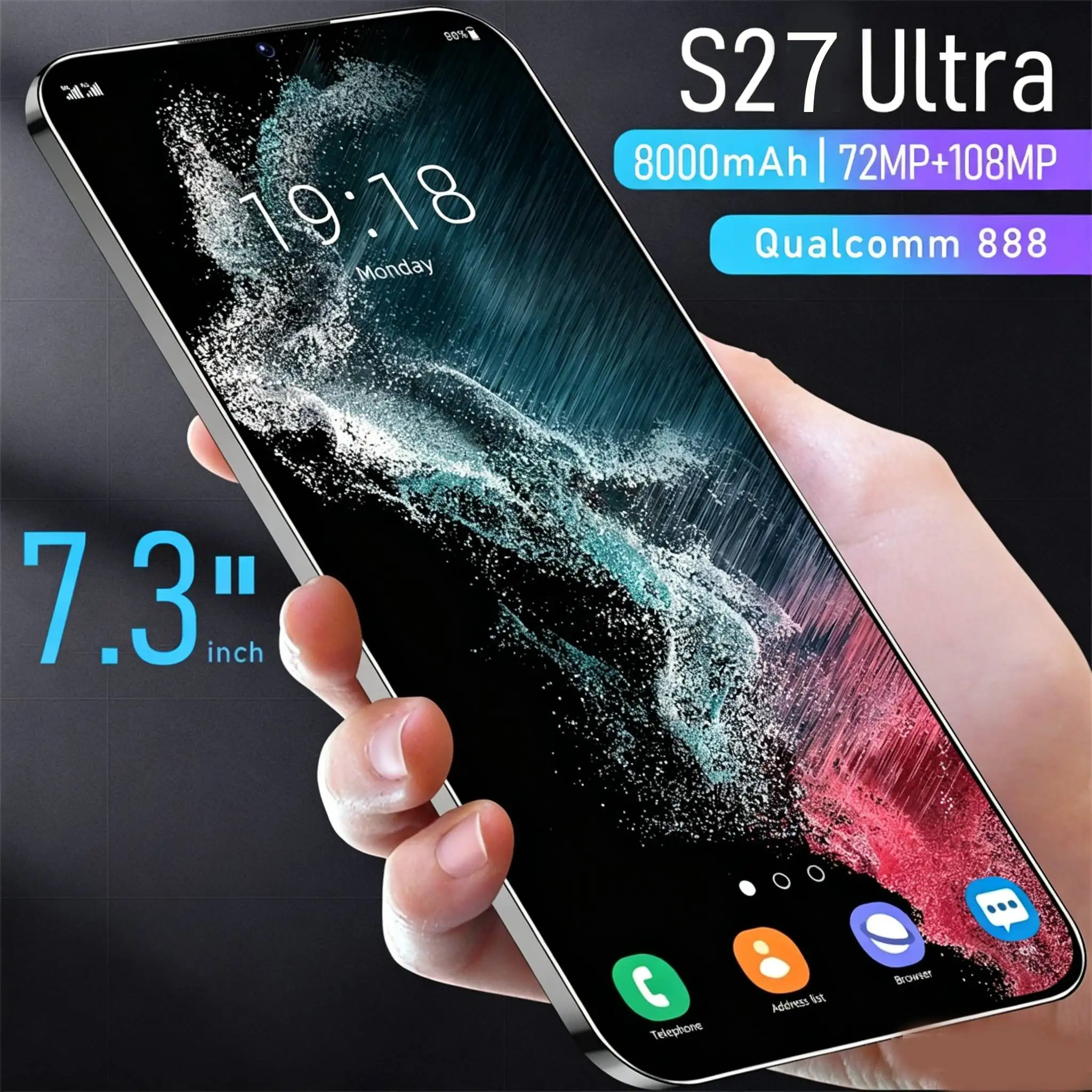 2026 Высококачественный S27 Ultra: Оригинальный интеллектуальный смартфон с поддержкой 4G/5G, двумя SIM-картами, двойным режимом ожидания, глобальная версия, аккумулятор 7800 мАч
