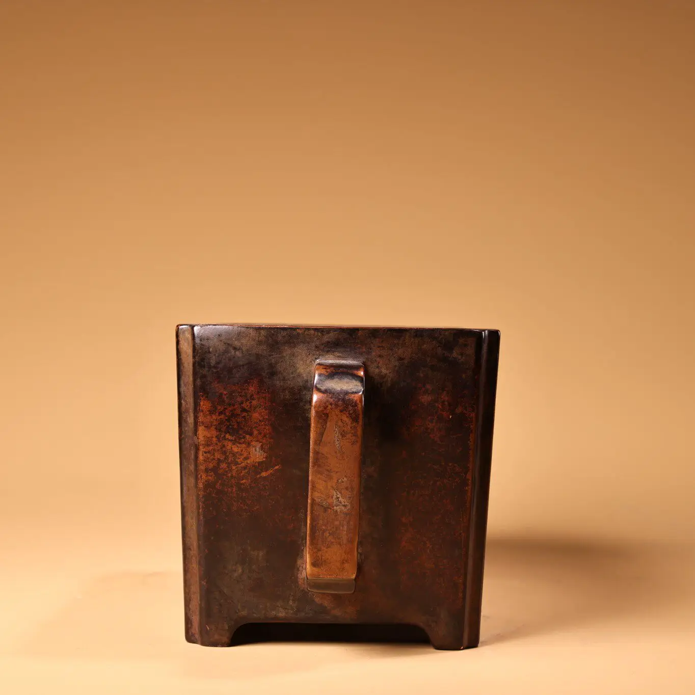 Handmade Purple Copper Trough Incense Burner High Relief Chiseled Gilded Heavy Patina Decor