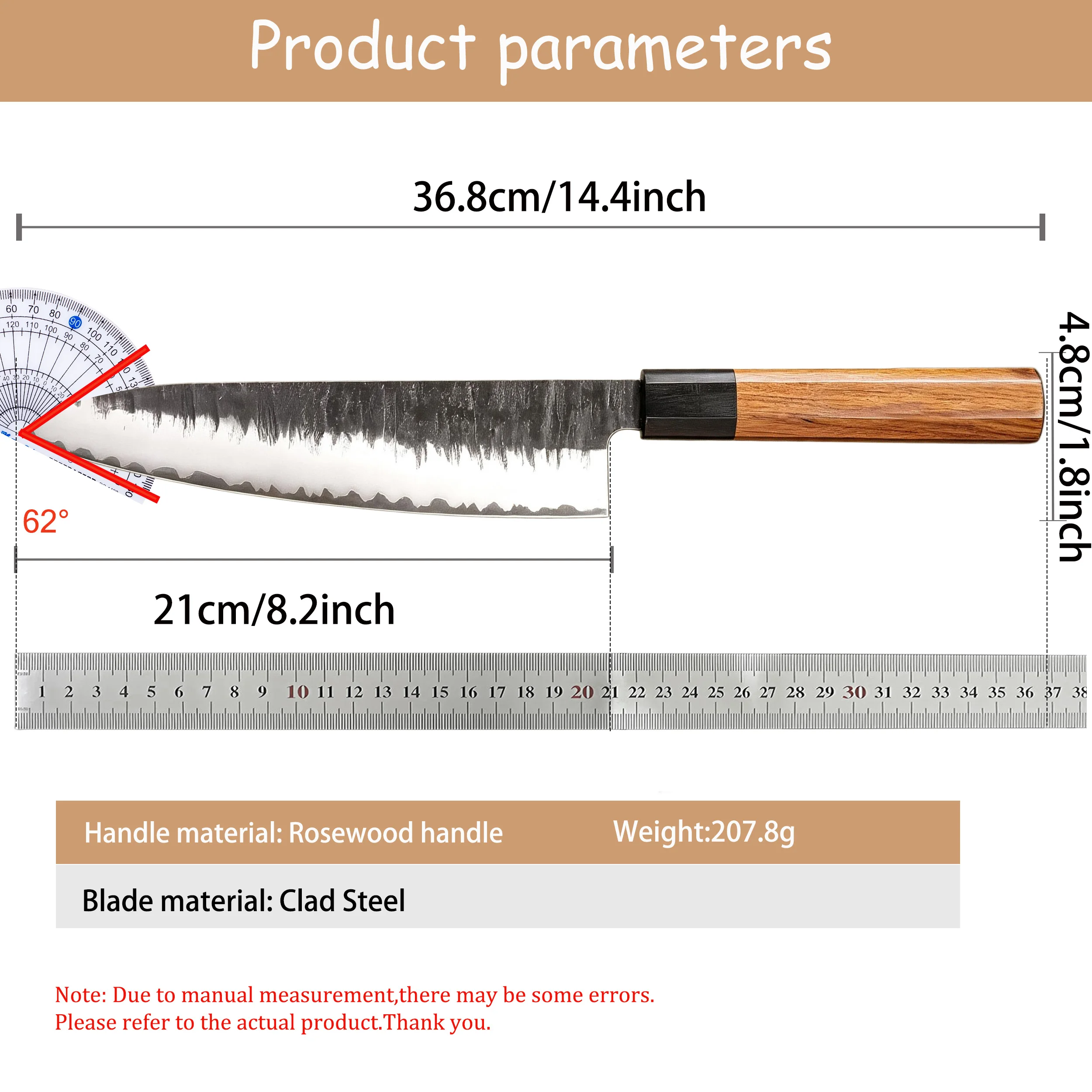 High End Japanese Salmon Sushi Chef Knife Hand Forged Sharp Cutting Steak Slicing Knife Kitchen Essentials Tool Kitchen Utensils
