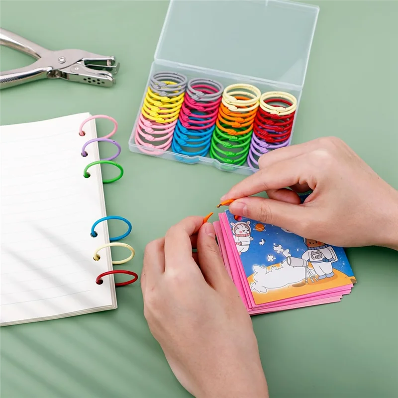 Practical-50PCS Metallic Loose Leaf Binder Rings 1 1/5 Inch Colorful Book Rings, Metal Steel Paper Rings Keychain, 10 Colors