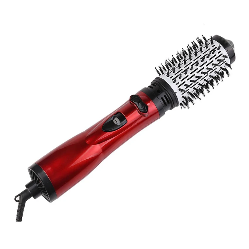 Rotating Hair Dryer Brush Electric Blow Drier Comb Hot Air Straightener Curler Iron One Step 2 Gears Blower Replaceable 2 Heads