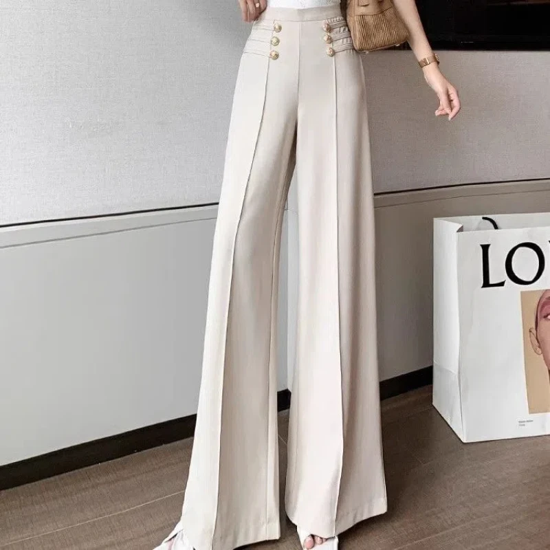 

Spring Autumn New Fashion High Waist Solid Straight Loose Casual Women's Clothing All-match Korean Simplicity Bell-bottoms Pants